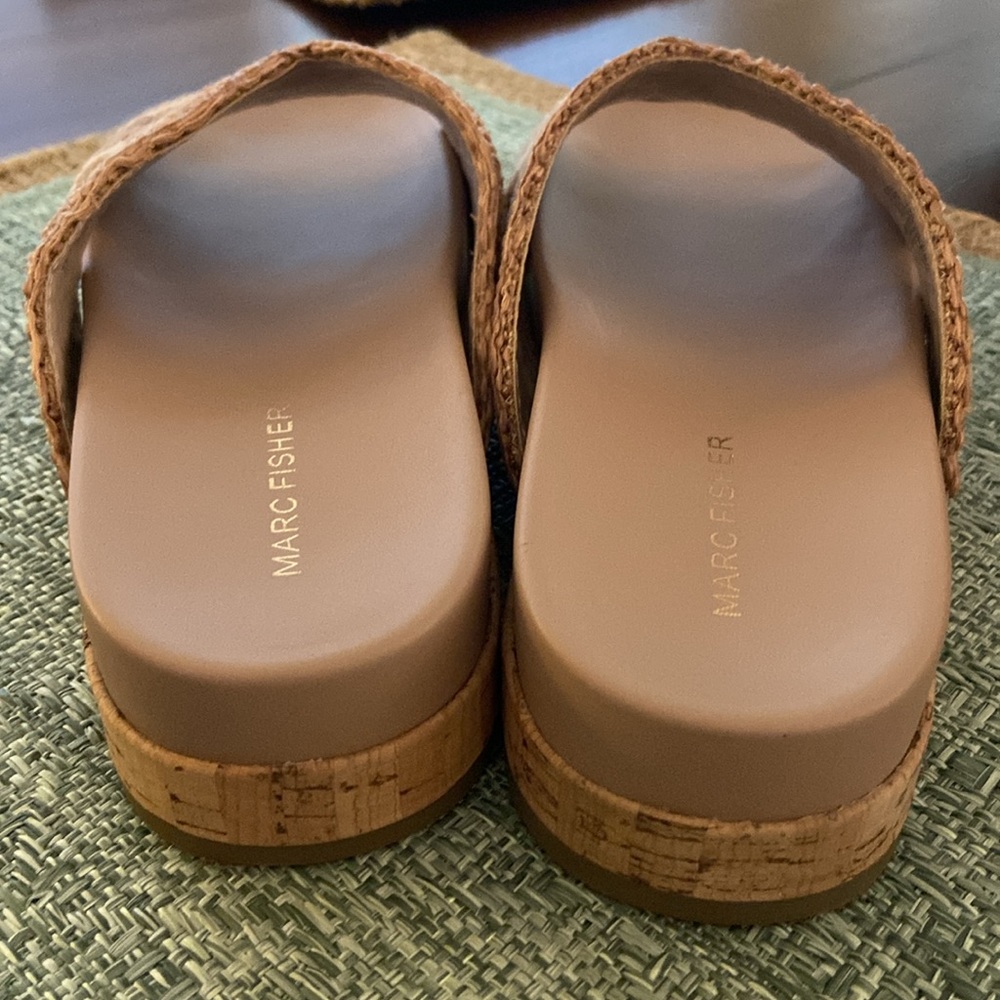 Marc Fisher Beige, Tan & Ivory Platform Sandals w/Raffia upper - Picture 4 of 7